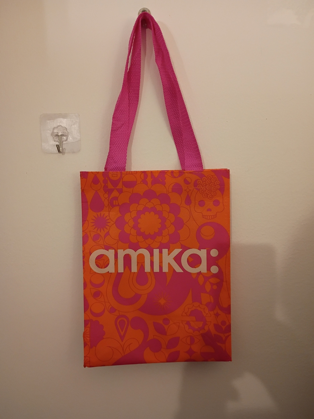 amika Pink and Orange Floral Logo Tote
